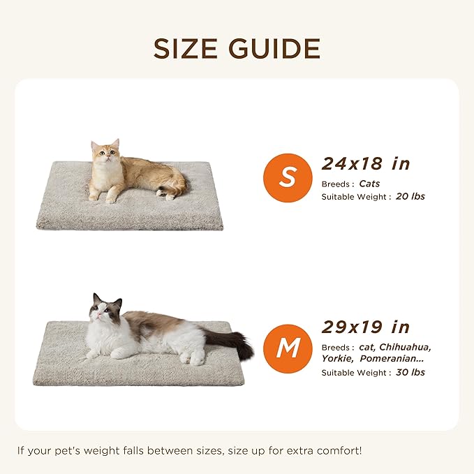 Bedsure Self Warming Cat Bed, Extra Warm Self Heating Pad for Cats & Dogs, Anti-Slip Small Thermal Pet Mat Indoor with Removable Washable Cover, 24" x 18", Brown