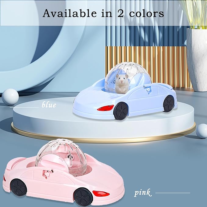 3-in-1 Hamster Car Toy, Silent Dwarf Hamster Running Ball and Exercise Wheel, 4.8 Inches, Small Pet Activity Center