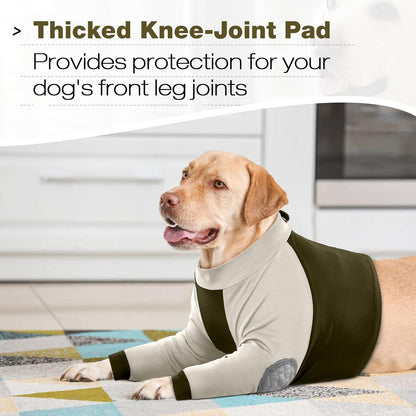 LeLePet Dog Recovery Suit for Front Legs, Dog Sleeve to Stop Licking, Elbow Protector for Leg Injuries Shoulder Wounds After Surgery Male Female,Zippered Long-Sleeved Shirt Cone Alternative(S-3XL)