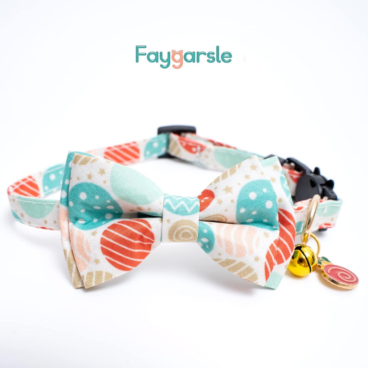 2 Pack Cotton Christmas Cats Collar with Bow Tie Beige Red Green Cat Collars for Girl Female Boy Male Cat Collar with Bell Christmas Trees Charms