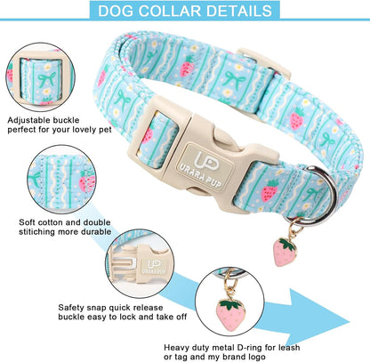 Dog Collar-Adorable Spring/Summer Puppy Collars-Adjustable Strawberry Pet Collar for Small,Medium,Large Dogs