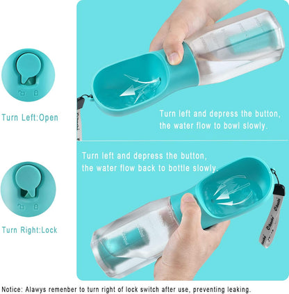 Dog Water Bottle with Food Container & Poop Bag Holder, Travel Water Bowl, Portable Pet Dispenser, Dog Gifts Stuff Accessories Items, Puppy Essentials for Yorkie Chihuahua Walking Hiking