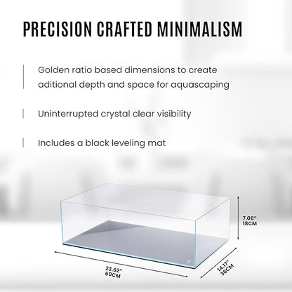 UNS Ultra Clear Rimless Tank - 10.2GAL | 38.8L - 23.62x14.17x7.08 | 60x36x18 CM, 5mm Glass Thickness, Leveling Mat Included - Low Iron, High Clarity Fish Tank w/ 45° Mitered Edge - [60S]