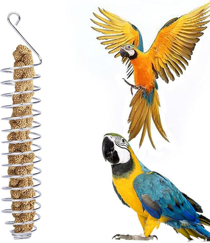 ZYAMY Hanging Stainless Steel Bird Treat Feeders 20cm Bird Foraging Toy Feeder for Parakeet Cockatiel African Grey Conure Cockatoo