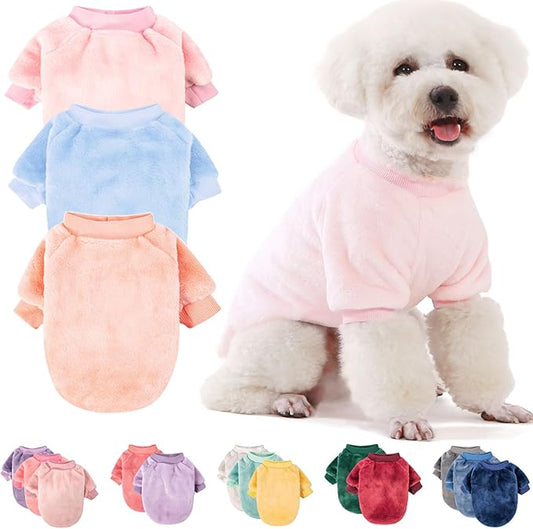 FabriCastle Small Dog Sweaters, 3-Pack Dog Clothes for Small Dogs Girl & Cats, Soft and Warm Pet Coats, Winter Pet Jacket, Doggy Apparel Costumes, Puppy Outfits (Ballet Pink,SkyBlue,Peach, Medium)