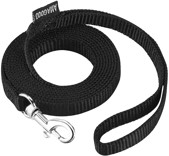 AMAGOOD 6 FT Cat Leashes, Strong Traditional Style Leash with Easy to Use Collar Hook,Cat Lead Great for Cats (Black(Pack of 1),3/8" x 6 Feet)