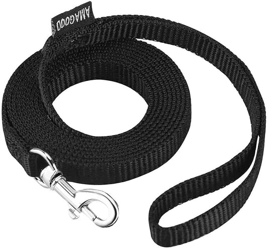 AMAGOOD 6 FT Cat Leashes, Strong Traditional Style Leash with Easy to Use Collar Hook,Cat Lead Great for Cats (Black(Pack of 1),3/8" x 6 Feet)