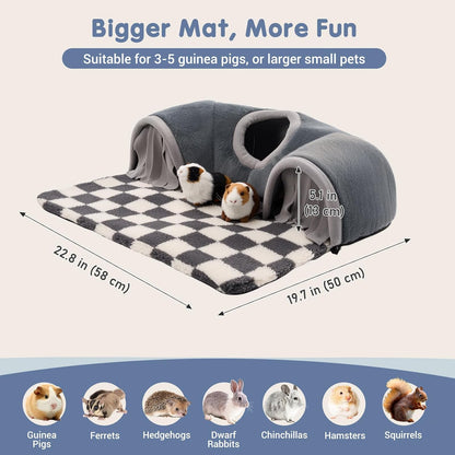 Avont Guinea Pig Hideout Tunnel, Large Hideaway Play Tube Toys Mat for Small Animal Dwarf Rabbits Chinchillas Hamsters Hedgehogs Ferrets Bearded Dragons and Rats -Grey