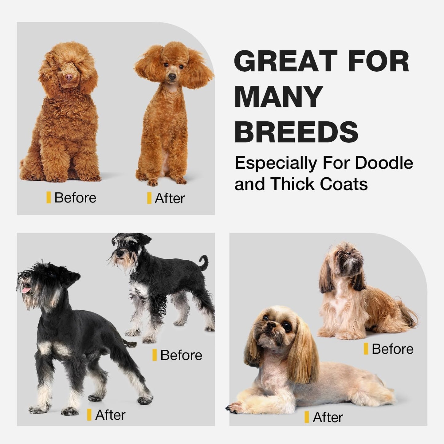 Dog Clippers for Grooming for Thick Heavy Coats, Professional Pet Grooming Clippers Supplies Kit Low Noise Rechargeable Stainless Steel Hair Trimmers with Ceramic Blade for Dogs Cats Animals