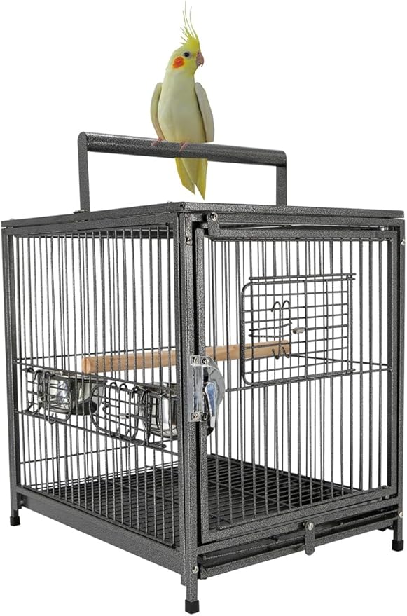 Deluxe Portable Wrought Iron Bird Travel Parrot Vet Carrier Cage Prevent Beaks Out Pet Products for Parrots Conures Cockatiel Amazon African Grey