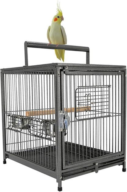 Deluxe Portable Wrought Iron Bird Travel Parrot Vet Carrier Cage Prevent Beaks Out Pet Products for Parrots Conures Cockatiel Amazon African Grey