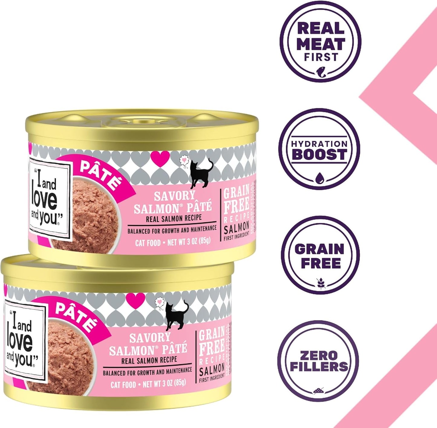 I and love and you Wet Cat Food - Savory Salmon Pâté - Salmon Recipe, Grain Free, Filler Free, 3oz Pack of 24 Cans