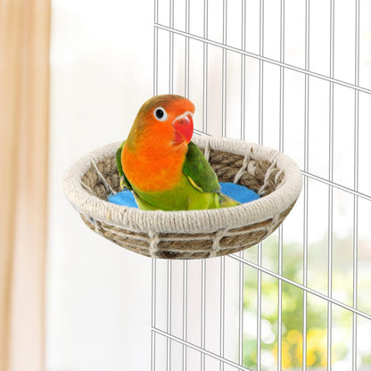 Wontee Bird Nest Breeding Nest Bed Bird Cage House for Parrots Budgies Parakeets Cockatiels Canary Finch Lovebirds (Hemp Rope)