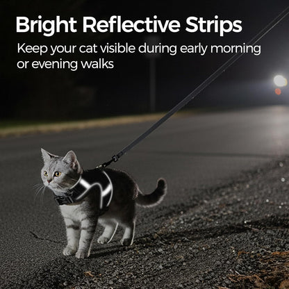 Cat Harness and Leash Escape Proof Kitten Harness Cat Leash for Walking Travel Service Cat Vest, Grey, X-Large