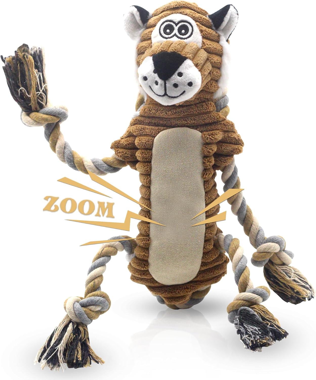 Squeaky Dog Toys, Interactive Tug of War Puppy Toys, Funny Plush Dog Chew Toys, Stuffed Dog Toys for Small,Medium and Large Dogs - Lion