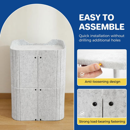 Cat House for Indoor Cats Large Cat Bed Cave 2-Storey Cats Condo with Cozy Felt Covered Hideaway for Multiple Pets Light Gray