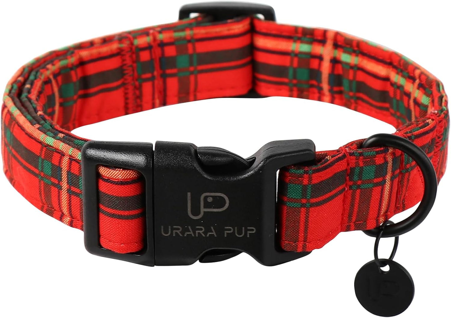 Christmas Dog Collar,Red Plaid Christmas Plaid Pet Collar with Quick Release,Adjustable Red Checkered Puppy Collars for Small Medium Large Dogs,M,Neck 13.5-22in