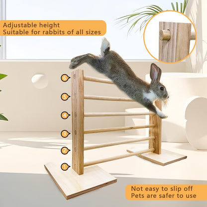 Rabbit Jump Bar Bunny Agility Equipment Set Wooden Rabbit Obstacle Exercise Toys Adjustable Height Training Jumping Hurdles for Bunny Guinea Pig Ferret Squirrel