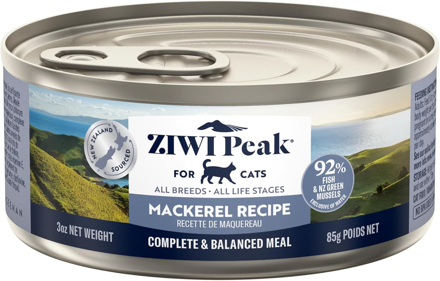 ZIWI Peak Wet Cat Food – All Natural, High Protein, Grain Free, Limited Ingredient, with Superfoods (Mackerel, Case of 24, 3oz Cans)