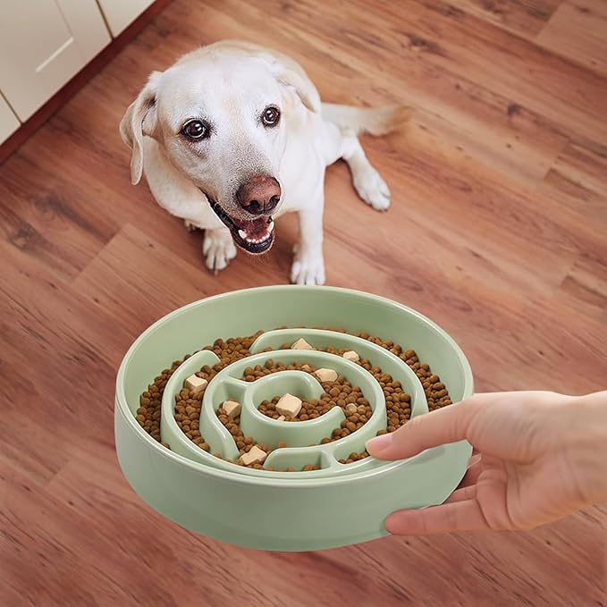 Ceramic Slow Feeder Dog Bowl,1.5 Cups Pet Slow Feeder for Small and Medium Breed,Puzzle Dog Food Dish,Anti-Gulping,Stop Bloat,Preventing Choking