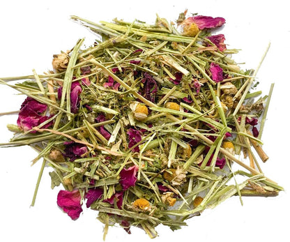 Herbal Calming Forage (2 Ounces): Premium Rabbit Food, Hay for Guinea Pigs Food, Chinchilla Food, Hamster Treat Made with Timothy Hay & Organic Herbs (2 Ounces)