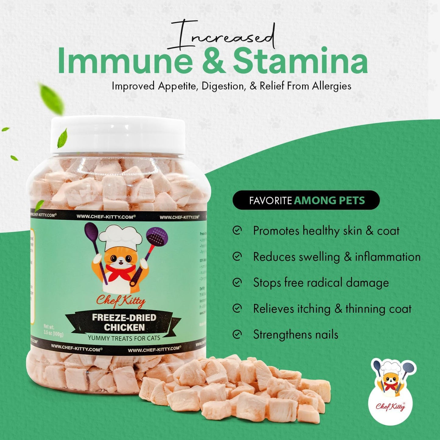 Freeze-Dried Chicken Treats for Cats & Dogs – 100% Human Grade, Single Ingredient, High-Protein, Healthy Snack – No Additives or Preservatives – 3.5oz - Inspected & Tested in USA