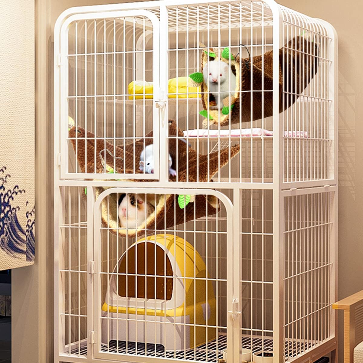 Leftstarer Pet Hammock and Tunnel Set, Soft Cashmere for Small Pets, Suitable for Guinea Pigs, Rats, Ferrets, Hamsters, etc., 22.1x9.1in