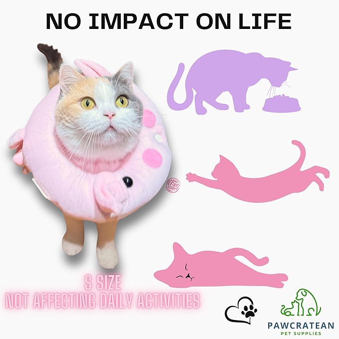 Adjustable Comfy Flower Style Elizabeth Collar for Cats Puppies Soft Recovery Cone Pet Protective Neck Collar (Pink Pig (Open Ring), Small)