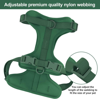 No Pull Lightweight Dog Harness: Adjustable Durable Breathable Mesh Pet Vest Harness with Soft & Comfortable Cushion, for Small Medium Large Dogs (L, Pine Green)