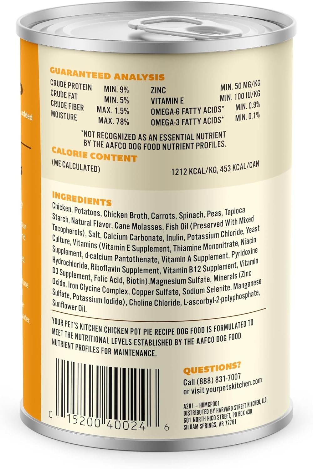 YOUR PET'S KITCHEN Wet Dog Food, Chicken Pot Pie Recipe - 13.2 oz Cans (Pack of 6), Made in The USA with Real Chicken