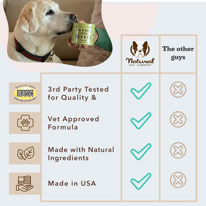 Natural Dog Company Hip & Joint Supplement for Dogs – Supports Mobility, Flexibility & Comfort, Glucosamine, Chondroitin, MSM & Turmeric, Chicken Flavor, 90 Count