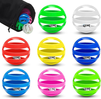 Kasyat 21 Pieces Plastic Cat Balls with Bells Bulk Inside Kitten Chase Toys Lattice Pounce Rattle Ball with Black Plush Drawstring Bag for Cat Exercise and Play Indoor