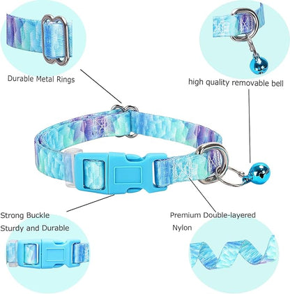 Small Dog Collar with Bell, Pretty Cool Boy Cat Collar Tiny Puppy Collars with Bells for Xs Small Pet Male Dogs Kitten Little Animal, Bule Small