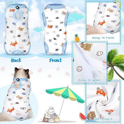 Kacctyen 6 Set Cat Recovery Suit After Surgery Female and Male Cat Kitten Surgery Suit E Collar Alternative Pajama Kitty Clothes for Spay Abdominal Skin Anti Licking(Fruit,Large)