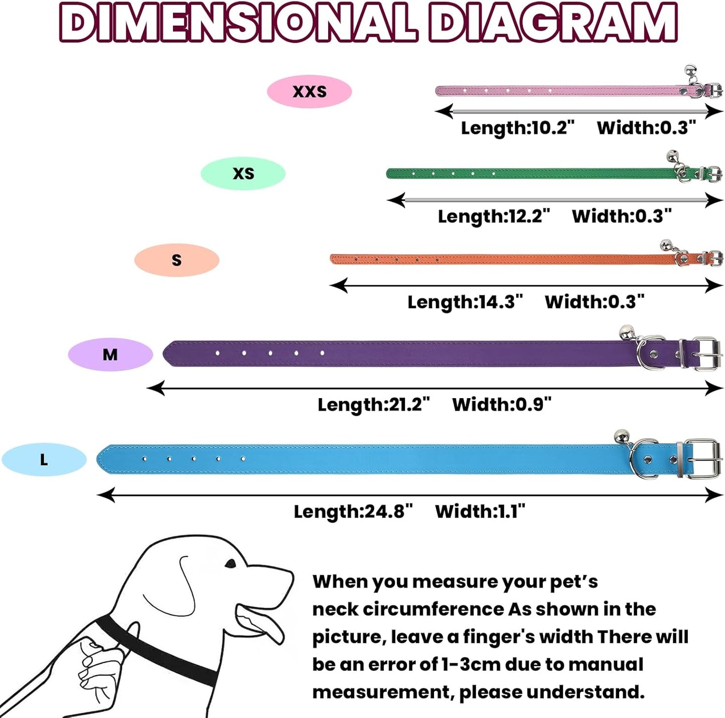 XS Dog Collar for Teacup Adjustable Teacup Dog Collar for Small Medium Large Dogs 3/8 inch Width (Brown, XS)