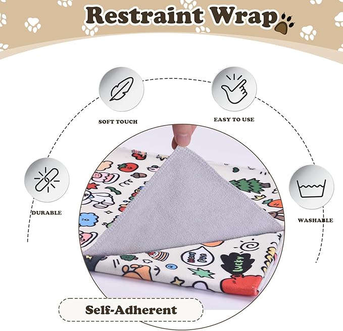 21.7" Cat Grooming Wrap, Cat Wrap for Cutting Nails, Medicine, Teeth Brushing & Ear Cleaning, Cat Nail Trimming Restraint, Self-Adhering Cat Swaddle Wrap, Anti-Scratch Anti-Escape M(Within 6lbs)