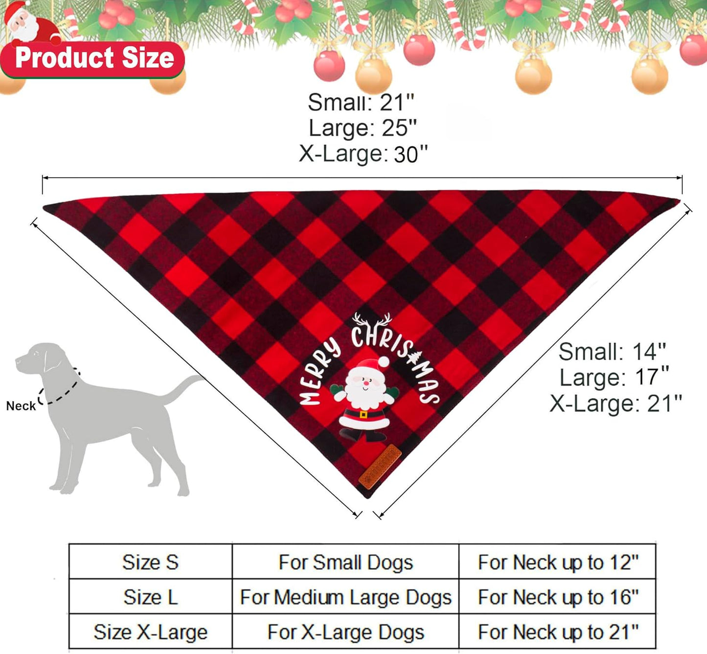 ADOGGYGO Christmas Dog Bandanas, Red Green Plaid Pet Scarf, Premium Cotton Fabric, Xmas Santa Snowman Christmas Bandanas for Small Dogs Pets (Small)