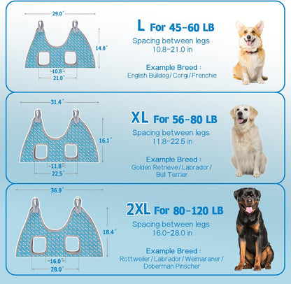 Supet Dog Grooming Hammock Harness for Dogs Cats, Relaxation Pet Nail Clipper Hammock, Restraint Dog & Large Animal Leashes Sling for Groomingk for Nail Trimming (Coral Blue, 2XL)