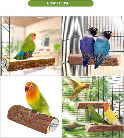 Parrot Cage Perch, Flat Wooden Platform for Birds Parrots Rats Small Animals(2 Packs)