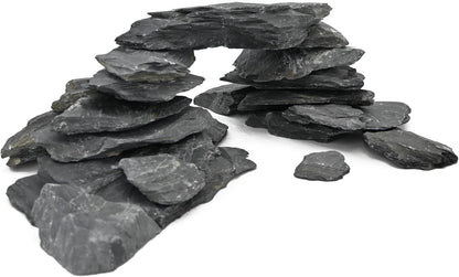 Aquarium Rocks 10lb Natural Slate Rock for Aquarium Landscaping for Terrariums, Reptile Habitats & Creative Aquascaping-3 to 8 Inches
