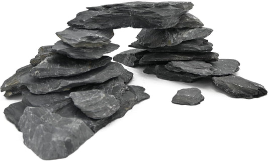 Aquarium Rocks 10lb Natural Slate Rock for Aquarium Landscaping for Terrariums, Reptile Habitats & Creative Aquascaping-3 to 8 Inches