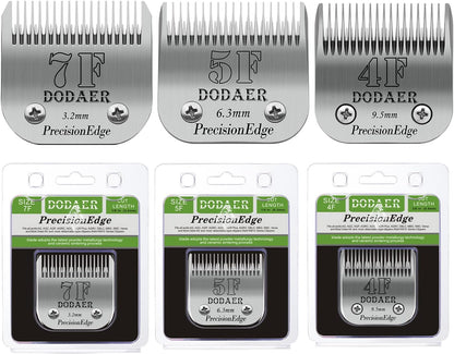 Size 7F/5F/4F Detachable Pet Dog Grooming Blades of Stainless Steel,Compatible with Andis,Oster A5,Wahl KM10 Series,3 Count