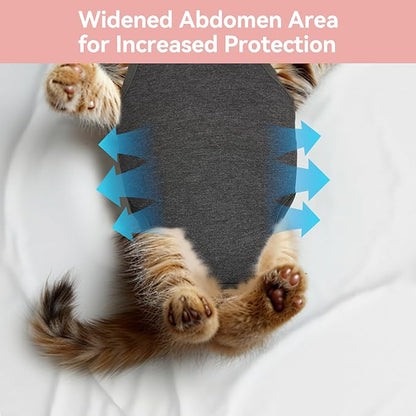 2 PCS Cat Recovery Suit for Spay Abdominal Wounds Female, Cat Onesie for Cats After Surgery, Pet Surgery Recovery Suit Kitten Onesie for Cats Anti Licking (Grey (2PCS), Medium)