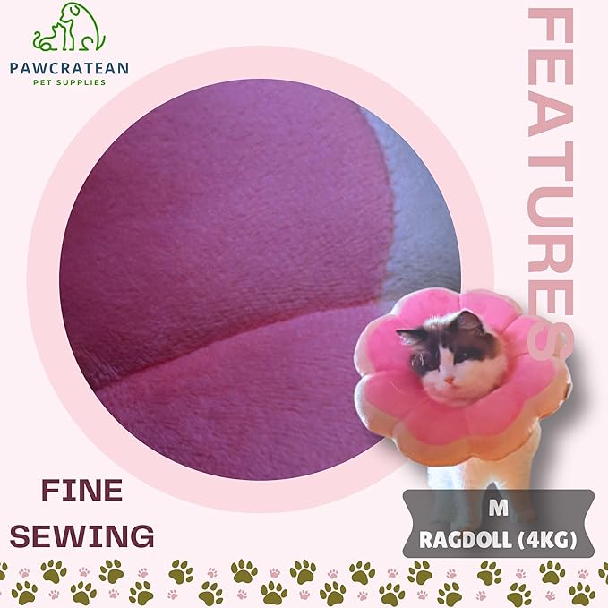 Adjustable Comfy Flower Style Elizabeth Collar for Cats Puppies Soft Recovery Cone Pet Protective Neck Collar (Pink, Medium)