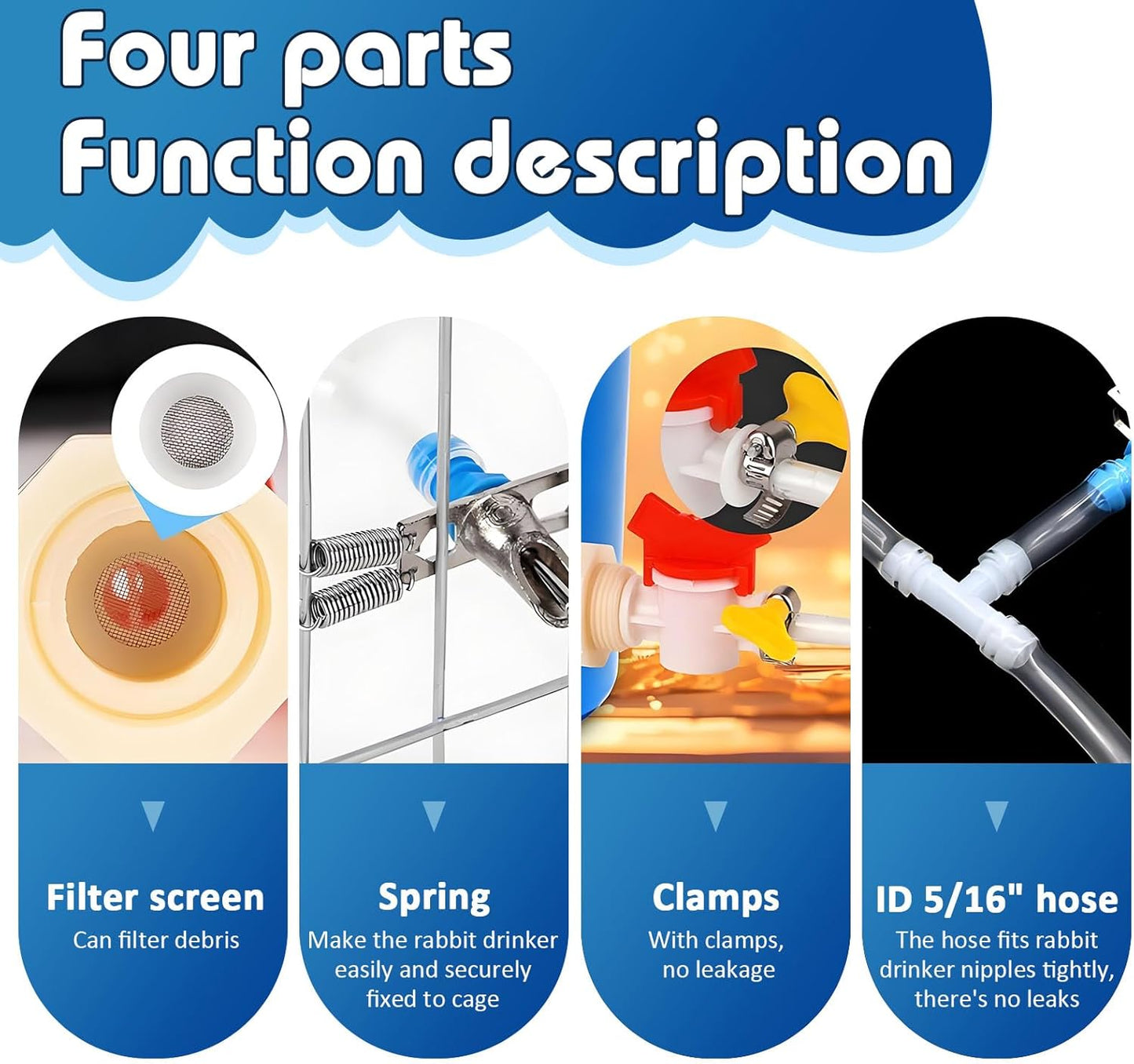 Rabbit Nipple Drinker Kit, Automatic Rabbit Watering System Kit - Including 12 Sets of Nipple Drinkers, 19 Feet of ID 5/16" Hose, Hole Opener, Barb Valve Fitting to G1/2'' Connector