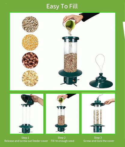 Bird Feeder for Outdoors: Squirrel Proof Bird Feeders, Gravity Sense Squirrel Proof Wild Bird Feeders for Finch Cardinal Chickadee, 4.8LB Large Capacity Hanging Birdfeeder