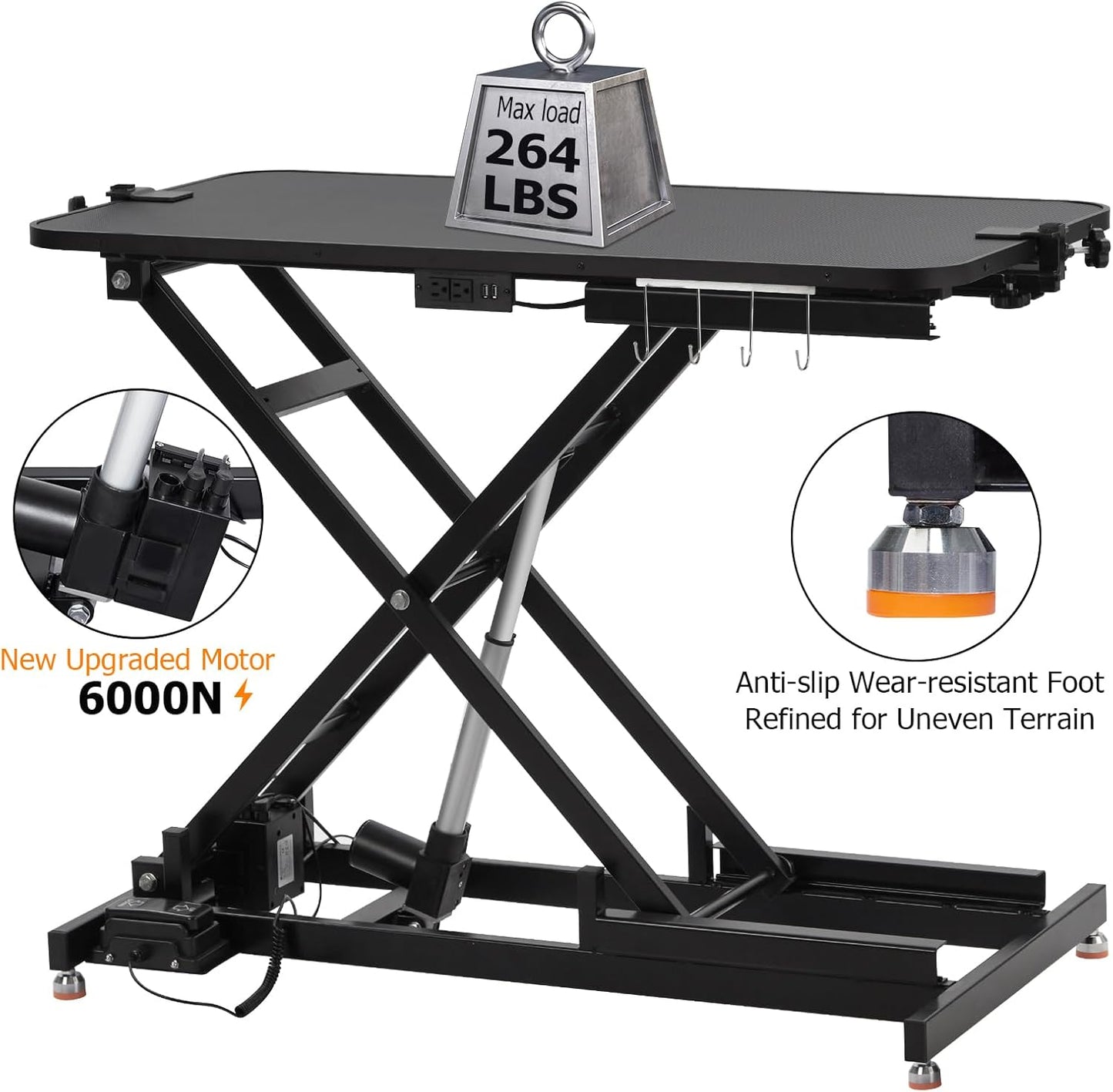 47” Electric Lift Dog Grooming Table (Black), Heavy Duty Electric Grooming Arm Table for Pets & Large Dogs Adjustable Height: 9.4 in-39.4 in Non-slip Desktop with Gantry Crane Set