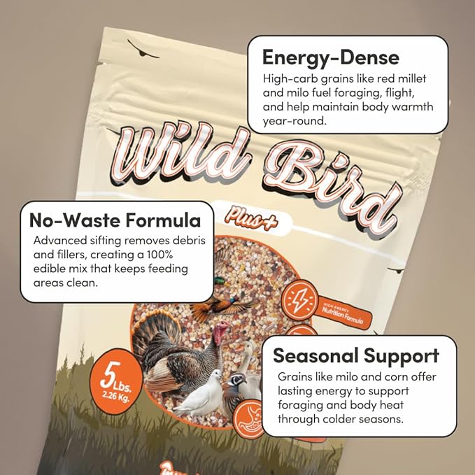 Mycelium Wild Bird Plus Feed (5 LBS) | Organic, Shell-Free Bird Seed for Doves, Pigeons, Quail & Game Birds | Clean, Low-Mess Wild Bird Food for Outside Feeders | No Sunflower | Non-GMO, Made in USA