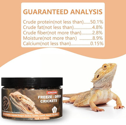 Freeze Dried Crickets – 2.8 Oz High Protein Freeze Dried Crickets, Food for Reptiles, Bearded Dragons, Lizards, Geckos, Birds, Fish,Hedgehogs, Bearded Dragon Food