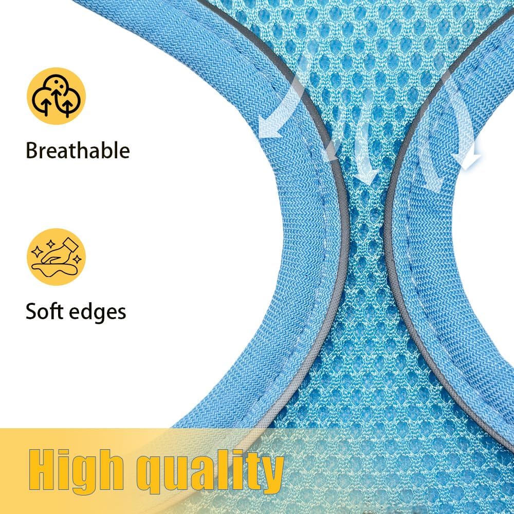 Dog Harness Small Sized and Leash Set, Dog Harness with Leash Set, Comfortable Air Mesh Dog Vest Harness with Reflective Strip, Reflective for Safe Easy Walking Dogs, Cats, Blue S